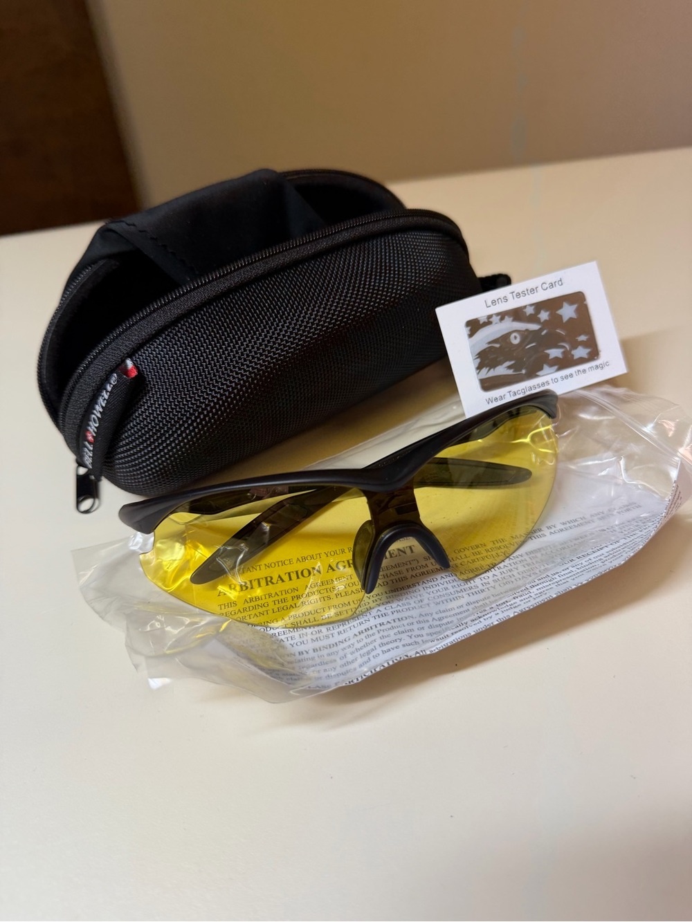 New Bell Howell Yellow Lens Tacglasses with Protective Case